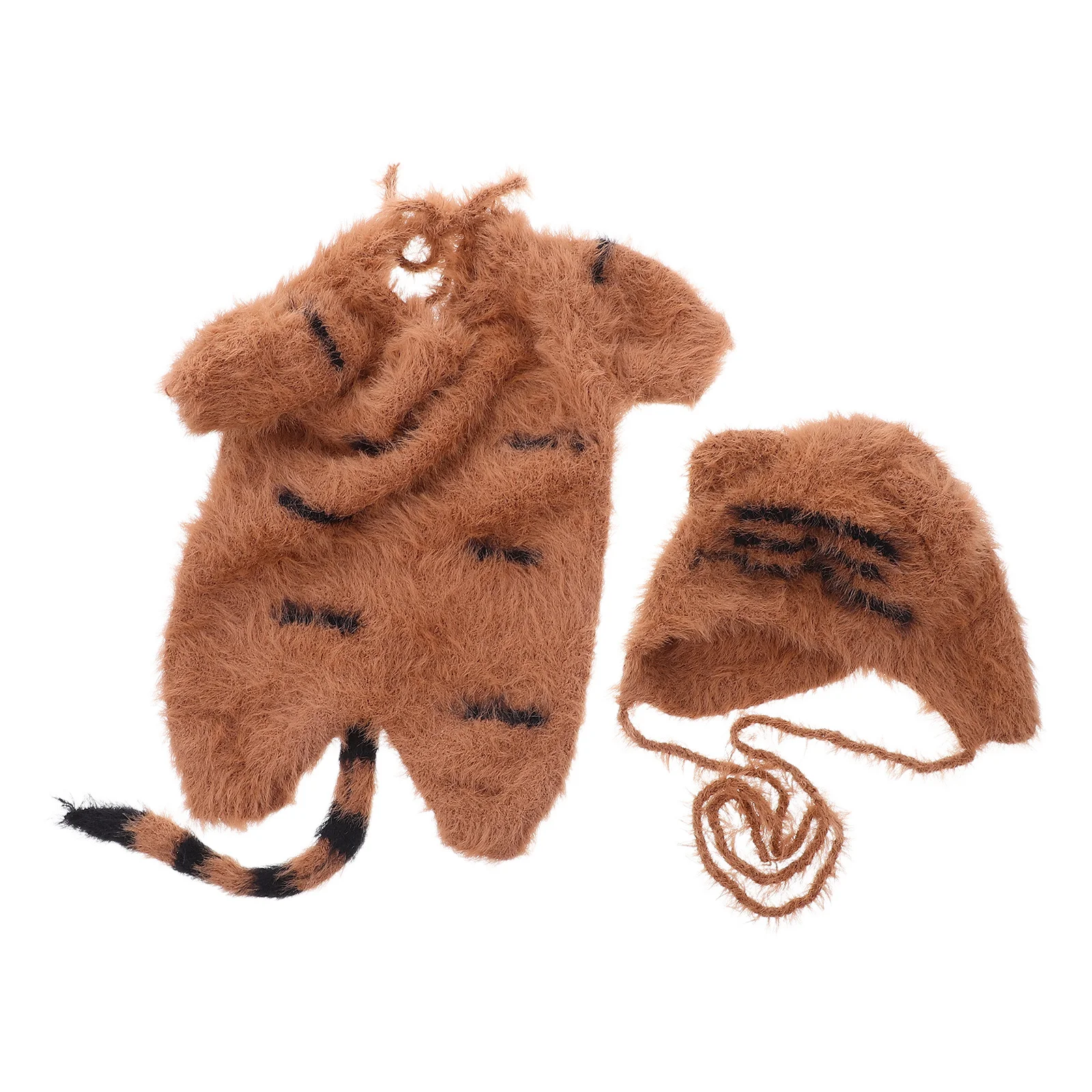 

1Set Newborn Photography Outfits Animal Costume Crochet Tiger Romper Knitted Baby Hat Baby Photo Prop Halloween Photoshoot