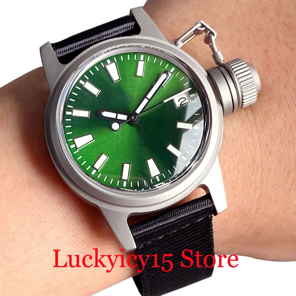 Imagem -03 - Relógio do Exército Tandorio-frogman para Homens Vidro de Safira com Cúpula Dupla Mostrador Dourado Marrom Azul Verde Mostrador Lume Movimento Nh35a Automático 36 mm 20atm