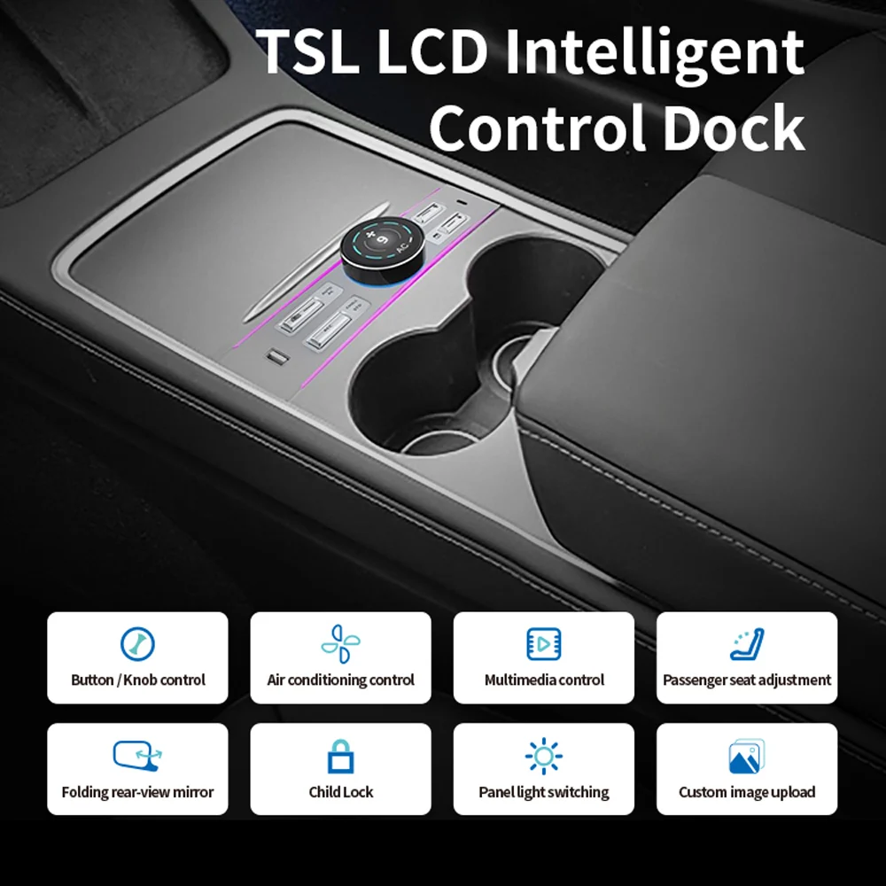 Docking Station con manopola LCD per Tesla Model 3/Y caricatore rapido Shunt Hub Splitter pulsante intelligente di controllo centrale