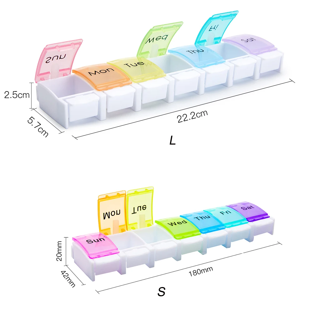 7 Days Pill Box Weekly Pillbox Tablet Holder Medicine Storage Case Drug Container Tablet Storage Box Organizer 7 Cells Pill Case