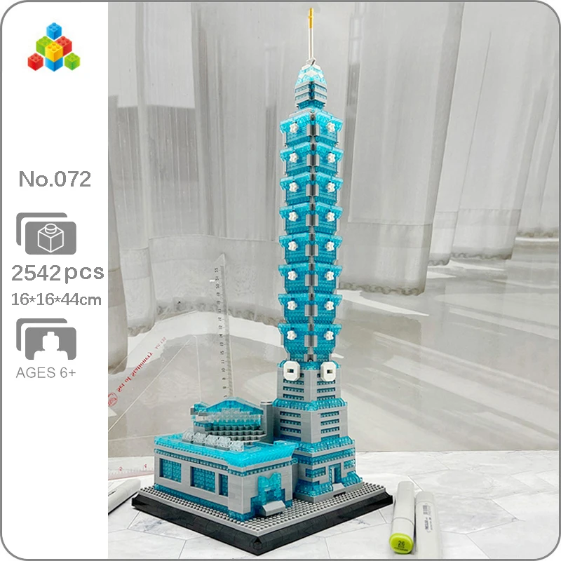 

YZ 072 World Architecture Taipei 101 Financial Center Tower Mall DIY Mini Diamond Blocks Bricks Building Toy For Children No Box