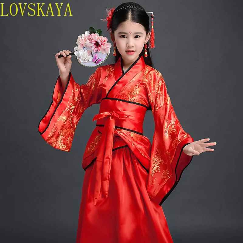 Disfraces de baile tradicional chino para niñas, vestido de Han Ming Hanfu de la dinastía Tang de la antigua Ópera, ropa para niños, baile folclórico