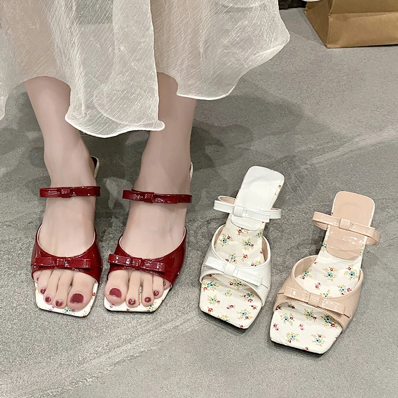 

Новый стиль, модные летние женские шлепанцы на танкетке, модные женские шлепанцы с открытым носком и узлом-бабочкой, обувь для ленивых, Zapatos Mujer