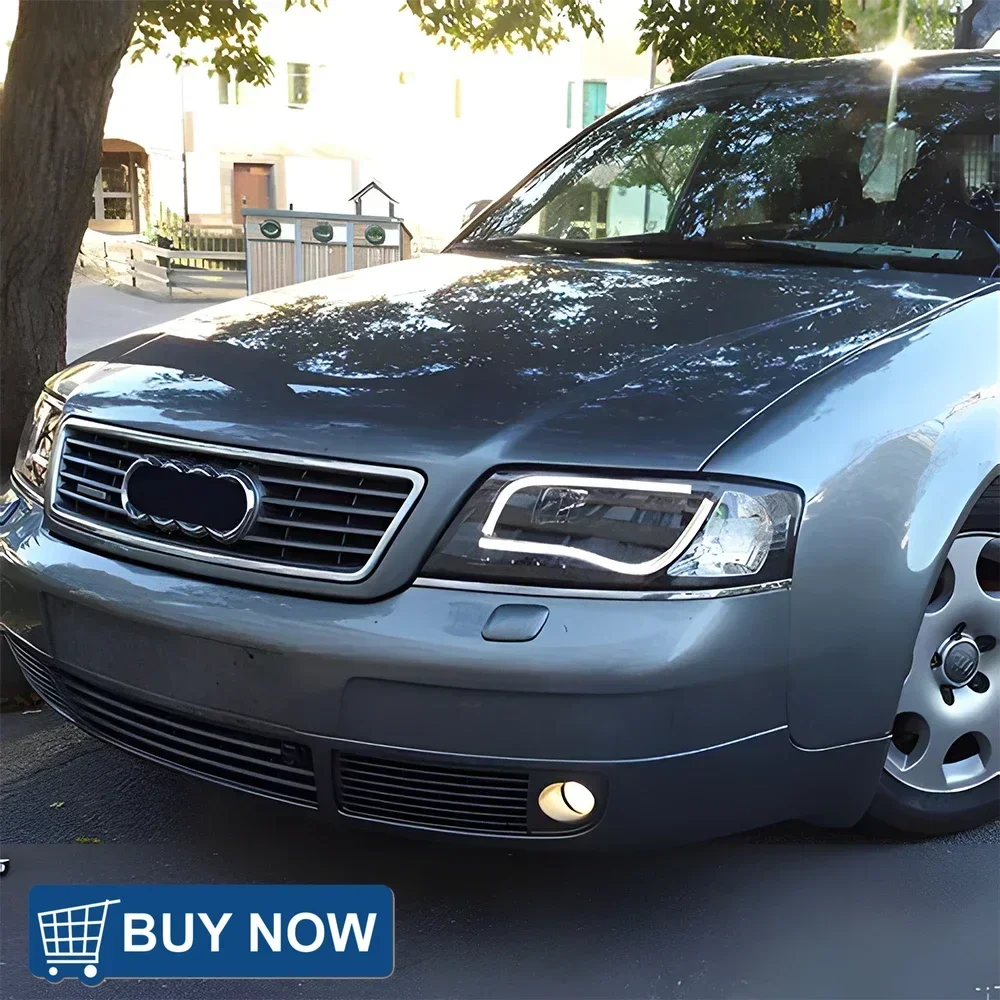 لأودي A6 A6L C4 1997-2004 LED مجموعة مصابيح السيارة الأمامية ترقية عيون الملاك نمط ثنائية البؤرة عدسة السيارات المصابيح الأمامية اكسسوارات #2