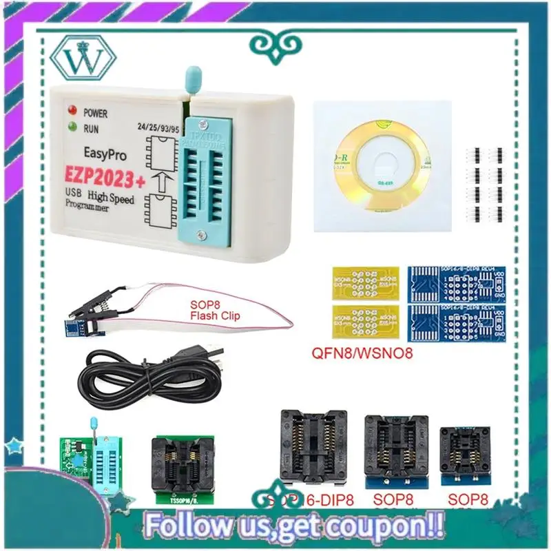 Verbesserter EZP2023+ Hochgeschwindigkeits-SPI-FLASH-Programmierer EZP2023 USB-Compiler-Kit, unterstützt 24/25/93/95 EEPROM 25 Flash Bios Chip