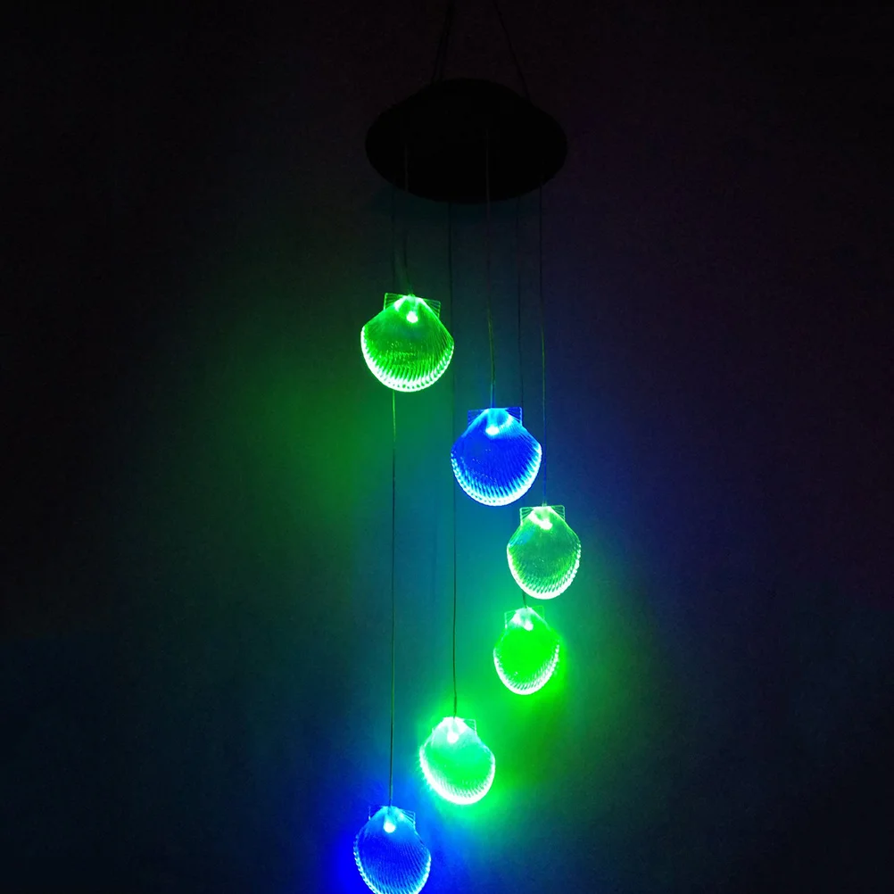 

Seashell Wind Chimes LED Solar Color Changing Automatic Light Sensor Lamp for Patio Garden Balcony Home Decoration
