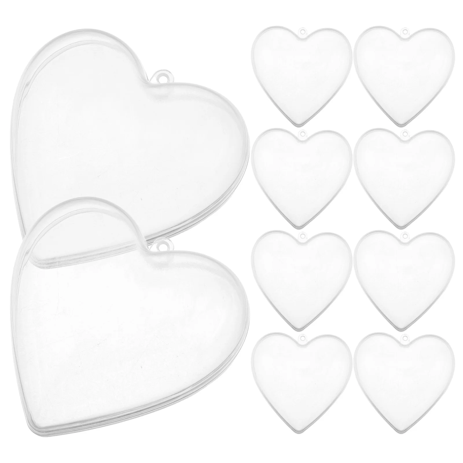 

10Pcs Clear Heart Shaped Plastic Ornaments Fillable Transparent Baubles for Wedding Holiday DIY Craft Decorations