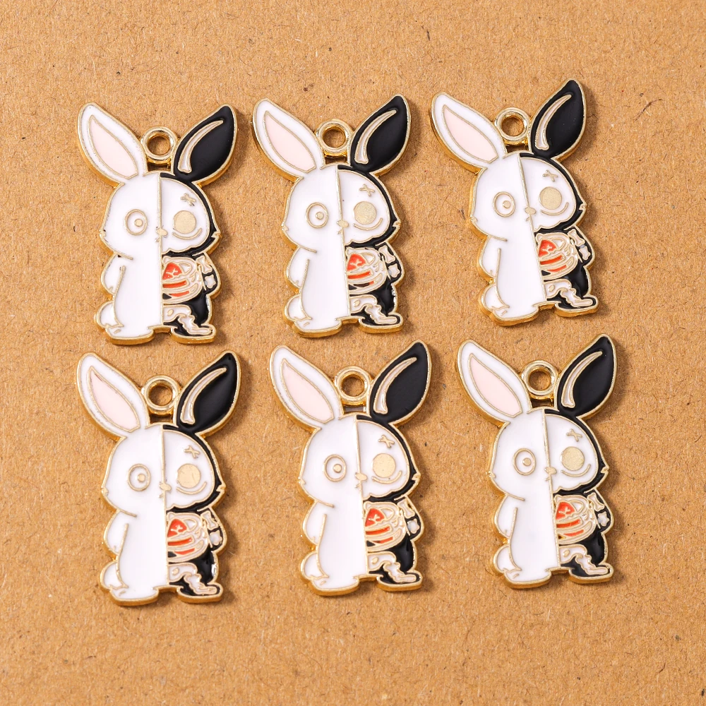 

10pcs Cute Enamel Animal Rabbit Charms Pendants for Jewelry Making Necklace Earrings DIY Handmade Accessories Supplies