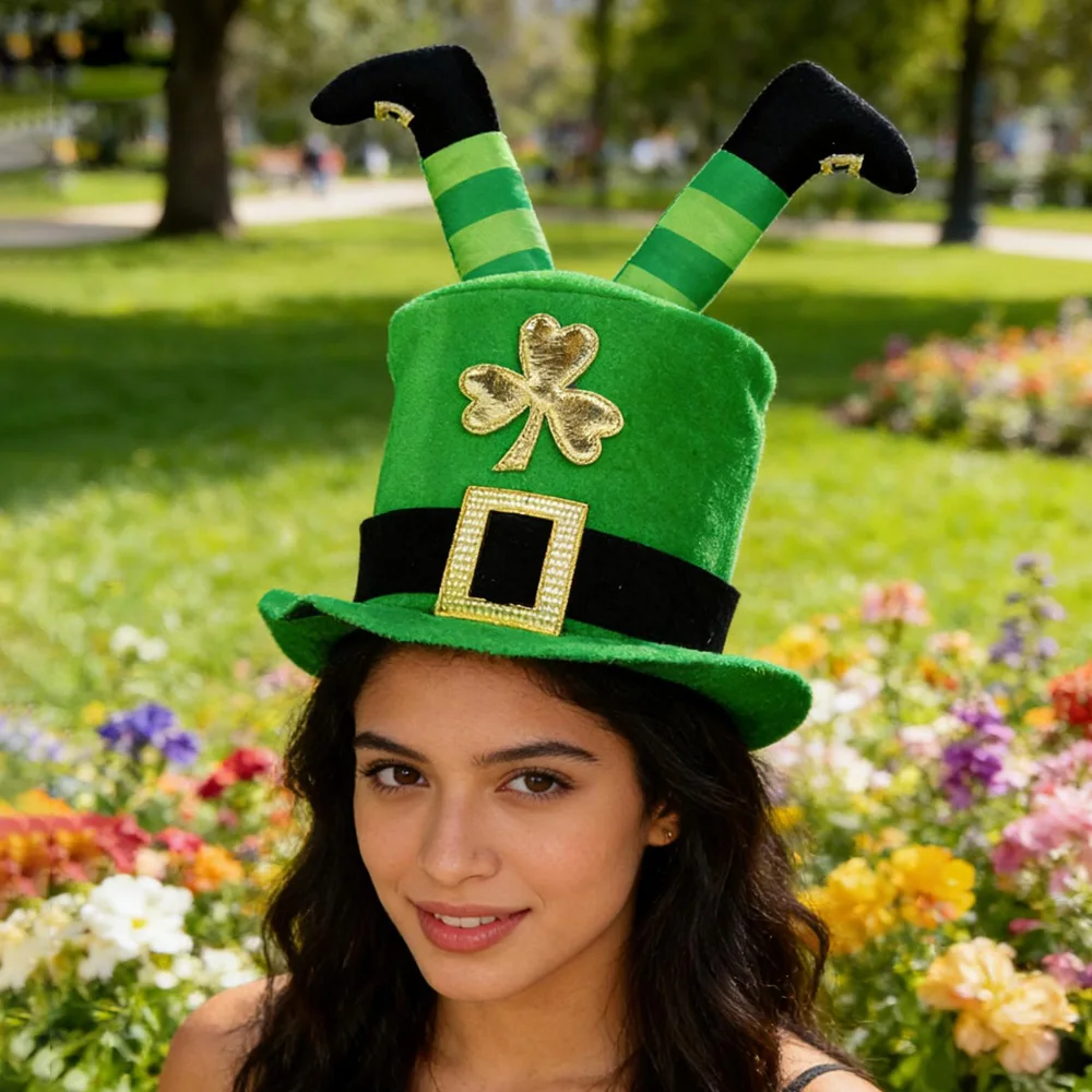

Irish Festival Shamrock Hats Cosplay St.Patrick's Day Headwear Green Leg Hat Carnival Halloween Party Costume Props