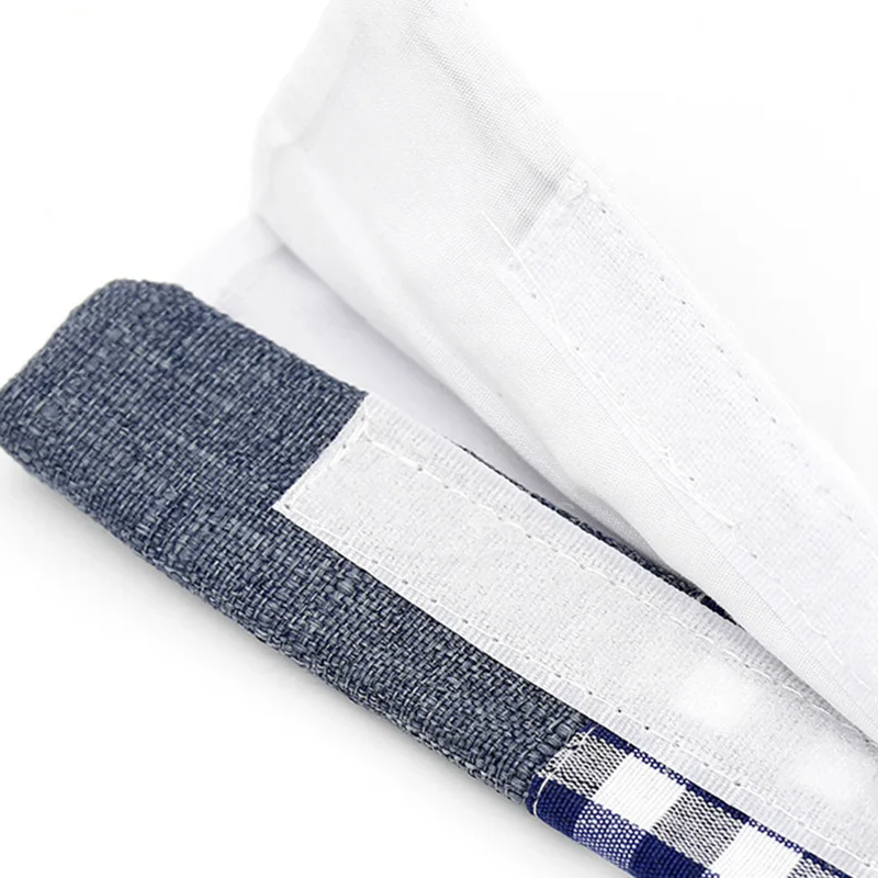 Blue Plaid Refrigerator Handle Cover with Buttons, Self-Adhesive Thickened Refrigerator Handle and Door Handle Protective Cover, Removable, Washable, and Reusable