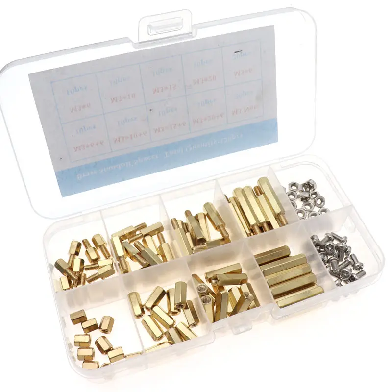 120pcs M3 Male Female Brass Hex Column Standoff Support Spacer Pillar M3 Screw Nut For PCB Board M3*6+6 M3*10+6 M3*20+6 M3*20 M3