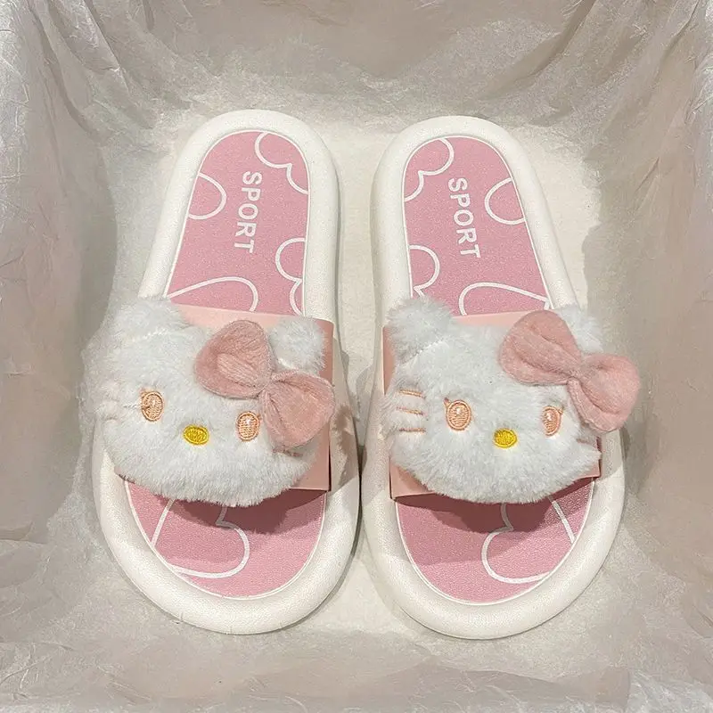 การ์ตูน Sanrio ซีรีส์ Hello Kitty สาวน่ารัก นุ่ม สบาย กันลื่น ทนต่อการสึกหรอ น้ําหนักเบา รองเท้าแตะลําลองทันสมัย