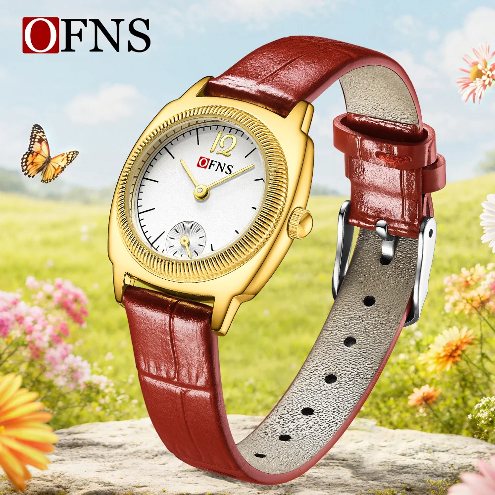 OFNS 1565 Luxury Business Women's Quartz Watch Waterproof Two Pin Semi Simple Square Light Versatile Women's Quartz Watch