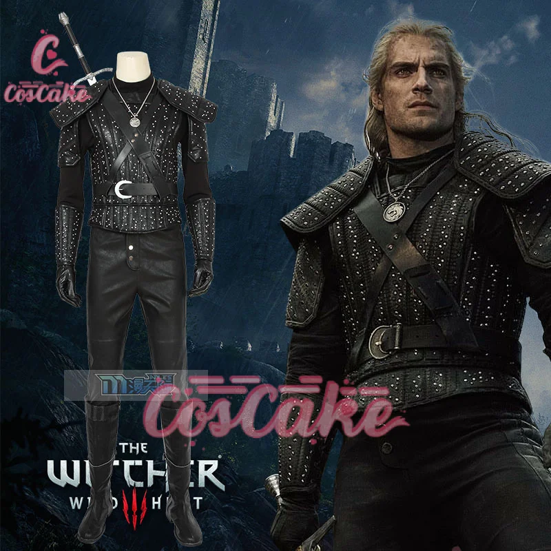 Game Geralt Of Rivia Cosplay Costume Witcher Unifom Leather Man Coat Top Pants Outfit Halloween Carnival Costumes Suit For Adult