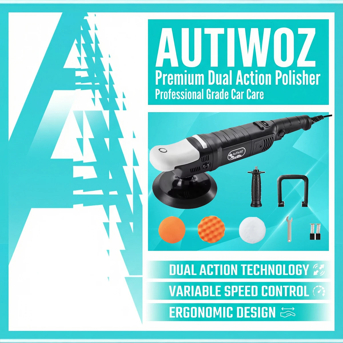 

AUTIWOZ 6-дюймовый комплект роторной полировки автомобиля 1000-3800 об/мин с 6 переменными скоростями для полировки и вощения деталей автомобиля