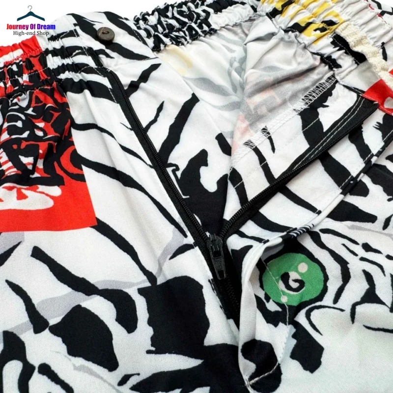 Brown Blue WACKOMARIA Best Quality Digital Printed Cloud Tiger Print Hawaiian Vintage Casual Loose Mens Womens Summer Shorts