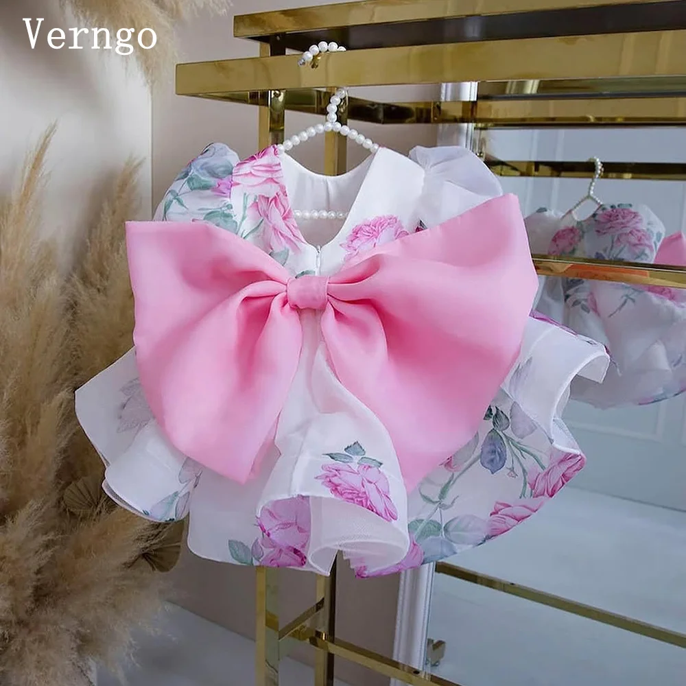 

Verngo с принтом цветов мини-платье с цветами для девочек с круглым вырезом и короткими рукавами короткие платья для дня рождения элегантные бальные платья принцессы