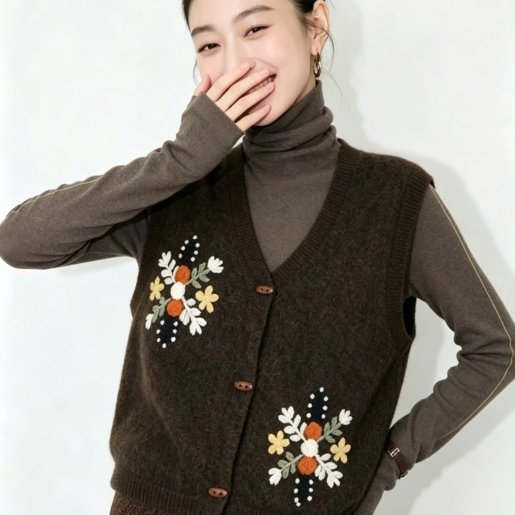 빈티지 V넥 우드 버튼 니트 베스트 여성용 초가을 민소 - Knitted Vest Women 리뷰 및 가격