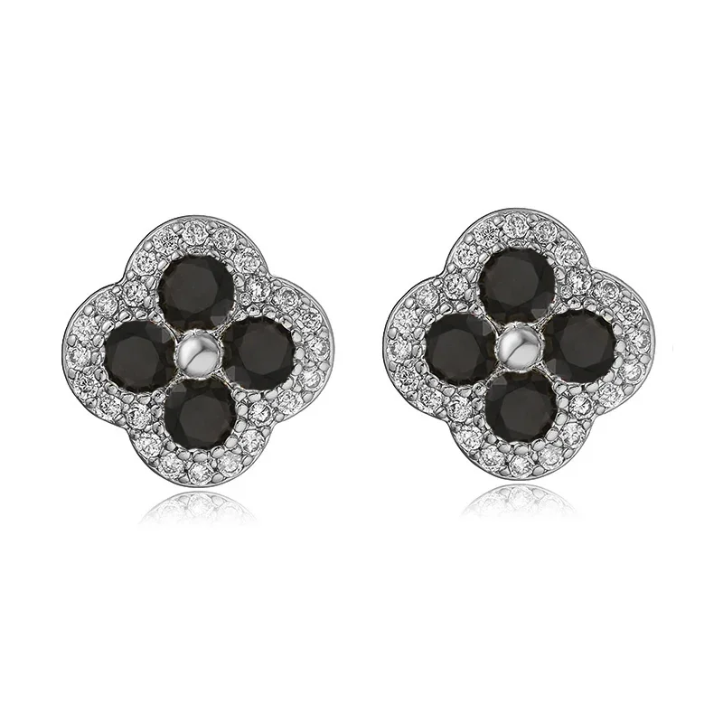 18K Gold Plated CZ Flower Stud Earrings, Elegant Design