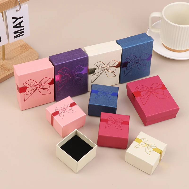 *New! 5Pcs Bow Jewelry Box Ring Earrings Bracelets Necklace Organizer Paper Jewelry Gift Packaging Box Wedding Proposal Supplies