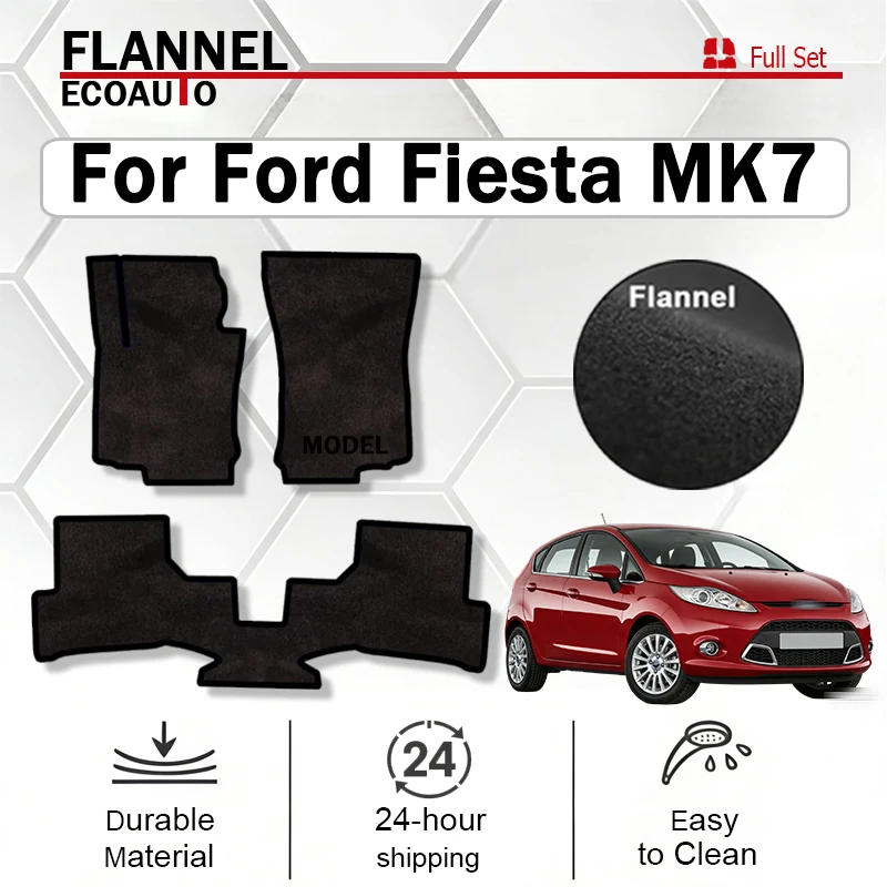 

Автомобильные велюровые коврики ECOAUTO передние для Ford Fiesta MK7 хэтчбек (2011-2017) - черные