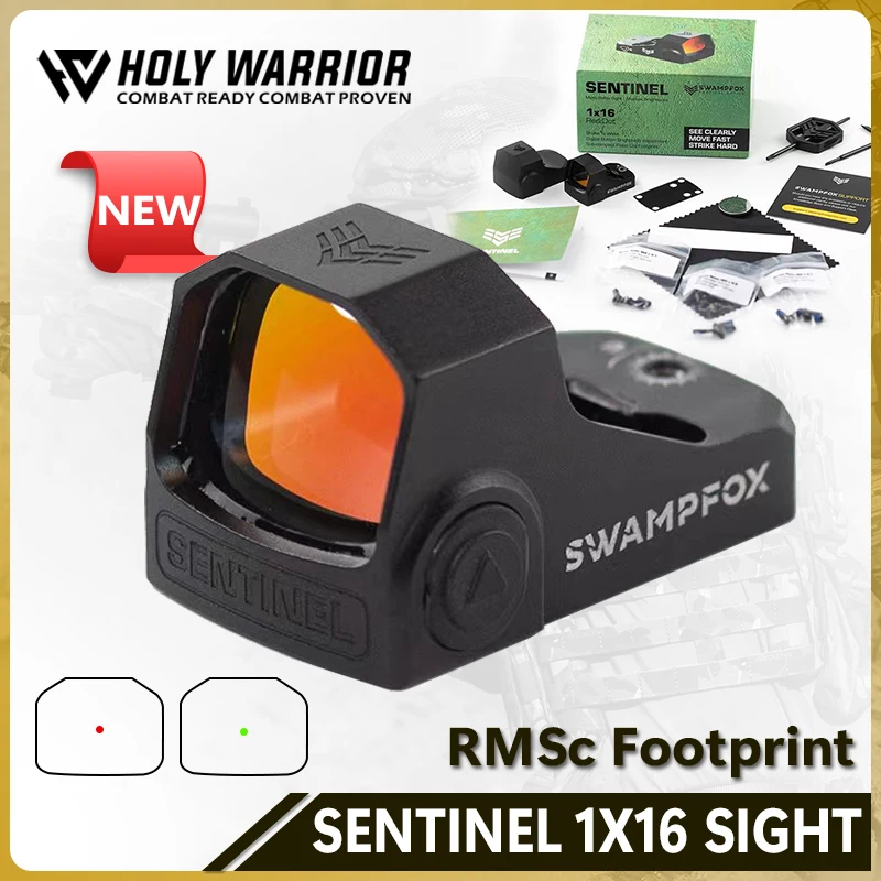 1x16 Sentinel Reflex red dot sight (RMsc Pistol Cut) Shake n Wake 3 MOA dot 1x16 Compact Auto brightness green dot