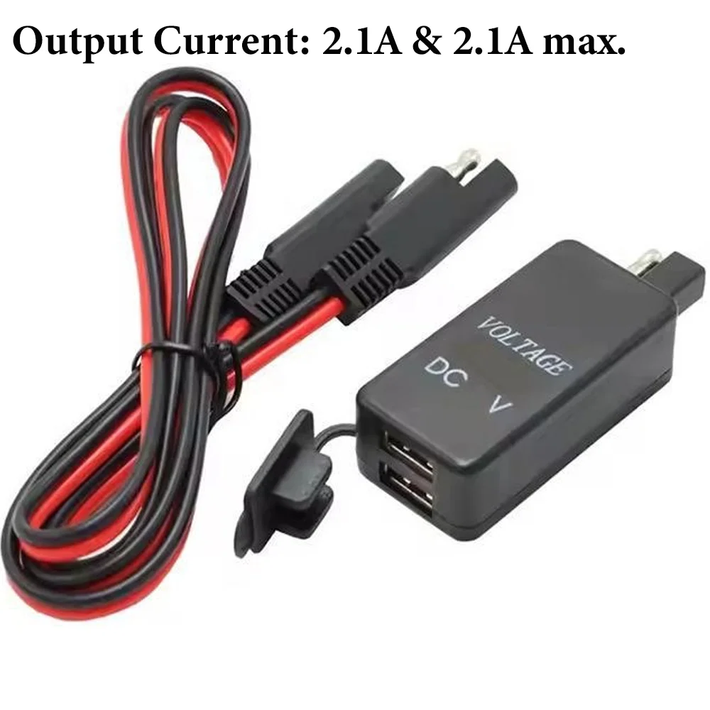 

Motorcycle Usb Fast Charger Socket SAE To USB Adapter with Waterproof Dual USB Charger Universal 4.2A Voltage Display