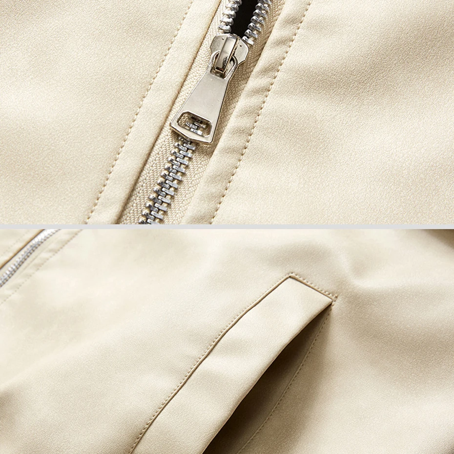 Vintage PU Jacket Men Motorcycle Biker PU Coat Fashion Casual Cargo Jackets Spring Autumn Outerwear