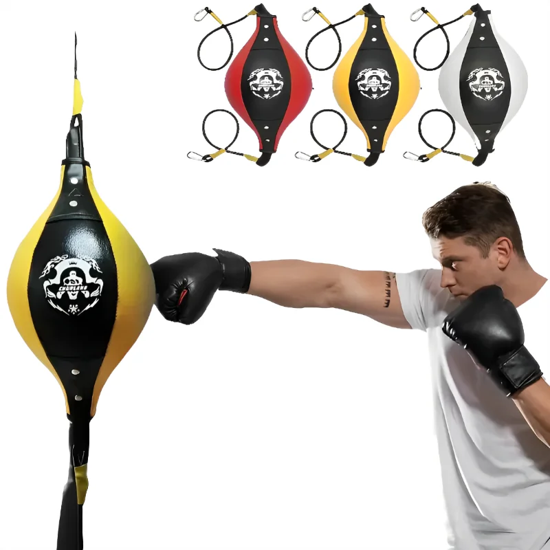 Quality PU Leather Boxing Punching Bag Pear Inflatable Speed Double End Training Reflex Ball Hangings Swivel Exercise Fitness