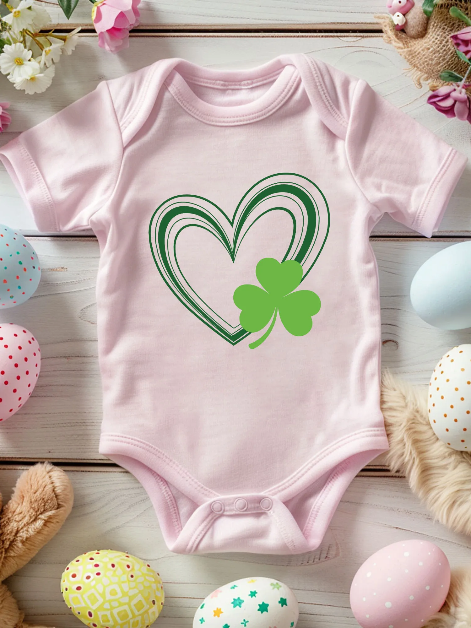 

Детский комбинезон-слип Green Heart Shamrock унисекс, 100% хлопок, мягкий, всесезонный, розовый, 190 г/м²