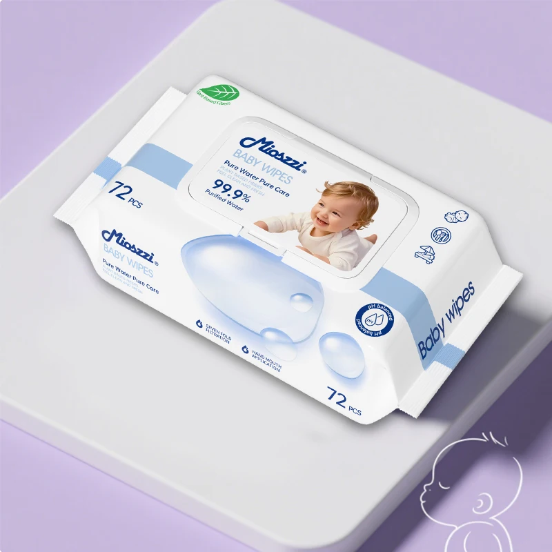 مناديل أطفال مائية نقية 99%، لا تسبب الحساسية وخالية من العطور، لطيفة للغاية للبشرة الحساسة، تم اختبارها طبيب الجلد" #1