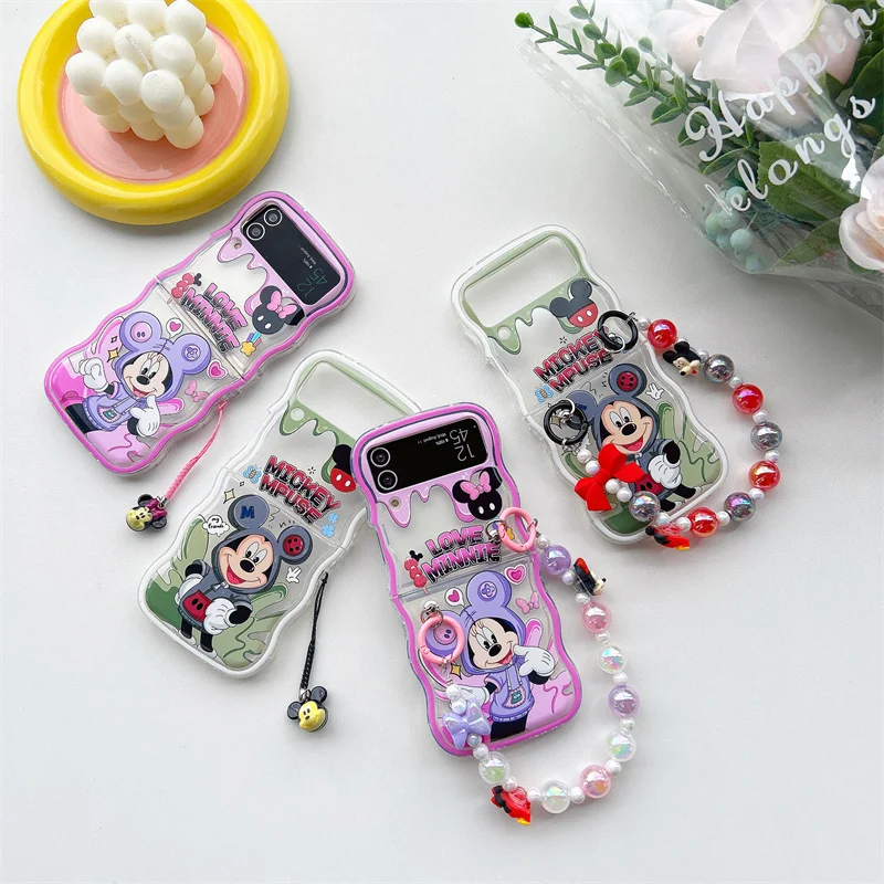 Disney Mickey Mouse Phone Case For Samsung Galaxy Z Flip zflip4 zflip5 Z Fold 3 4 5 6 Zflip6 zflip3 Minnie Hoodies Cover Funda