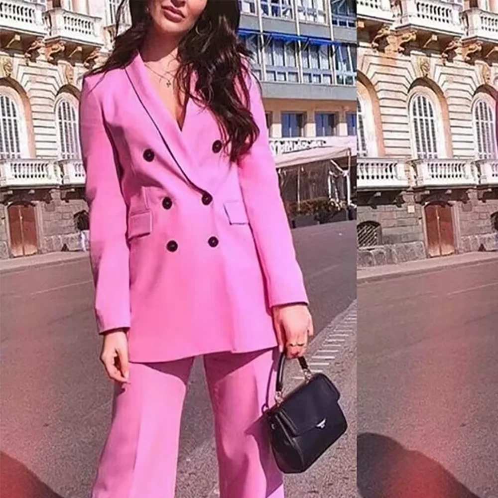 

Классический двубортный костюм из двух предметов, элегантный женский наряд высокого качества, прямая профессиональная офисная одежда с шалью и лацканами, женская одежда