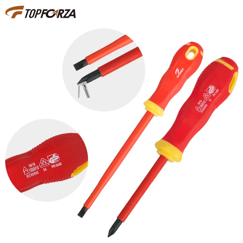 

1Pc 1000V Insulated Screwdriver VDE High Voltage Live Wire Screwdriver S2 Magnetic Phillips Slotted Electrician Repair Tools