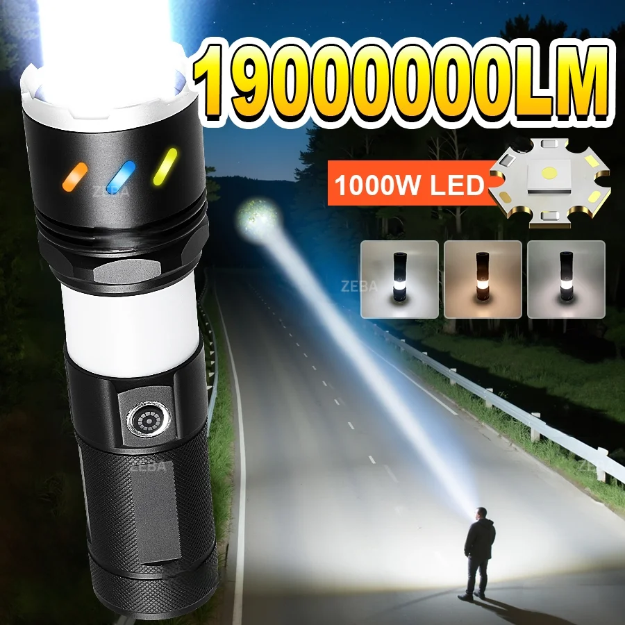 

NEWEST High Power Led+COB Flashlight Ultra Powerful Torch Lamp Built 7800mAh Battery Rechargeable Flashlight Camping Hand Lanter