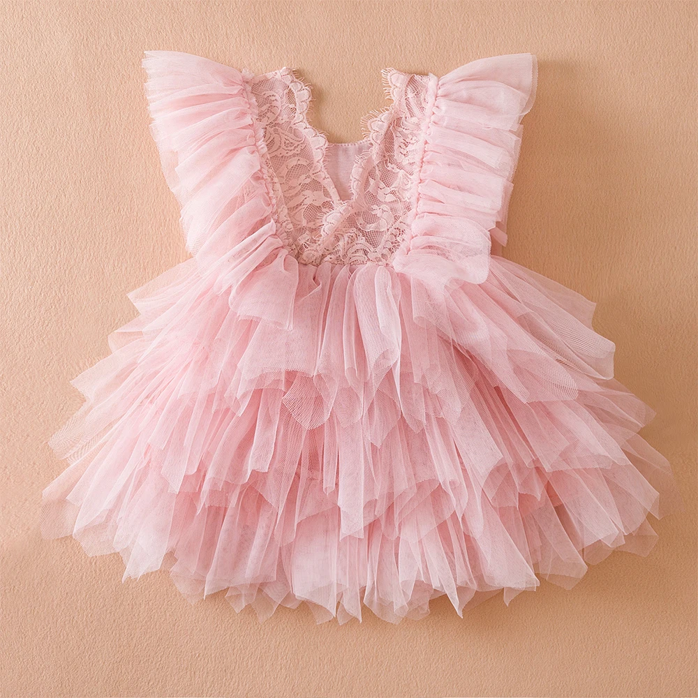 Summer Baby Girl Dress Children Tulle Formal Event Costumes Girls First Birthday Layer Princess Party Dresses Kids Clothes 0-5Y