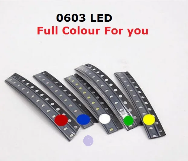 Free Ship 100PCS Small Red Lamp Beads 0603 SMD LED 0603 RED Light-emitting Diodes Yellow Green Warm White Blue Orange Purple