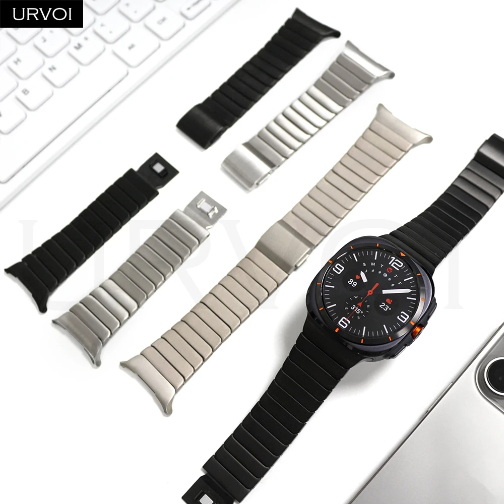 

URVOI Titanium link bracelet for Galaxy Watch Ultra 47mm strap Metal band magnet buckle easy fit connector switching wearing