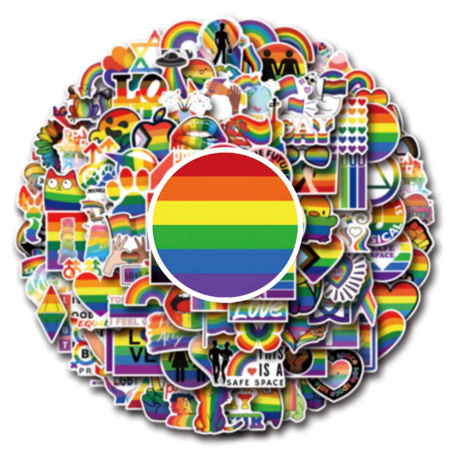 110 قطعة من ملصقات Pride Parade المقاومة للماء على الجدران الكرتونية لأجهزة الكمبيوتر المحمول والهاتف والجيتار والسيارة والدراجة والتزلج