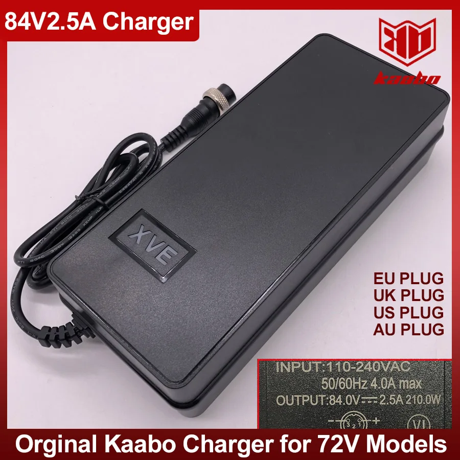 

Быстрое зарядное устройство 84V2.5A для электрического скутера Kaabo Wolf Warrior King GT PRO PLUS 72 В, оригинальные детали, аксессуары