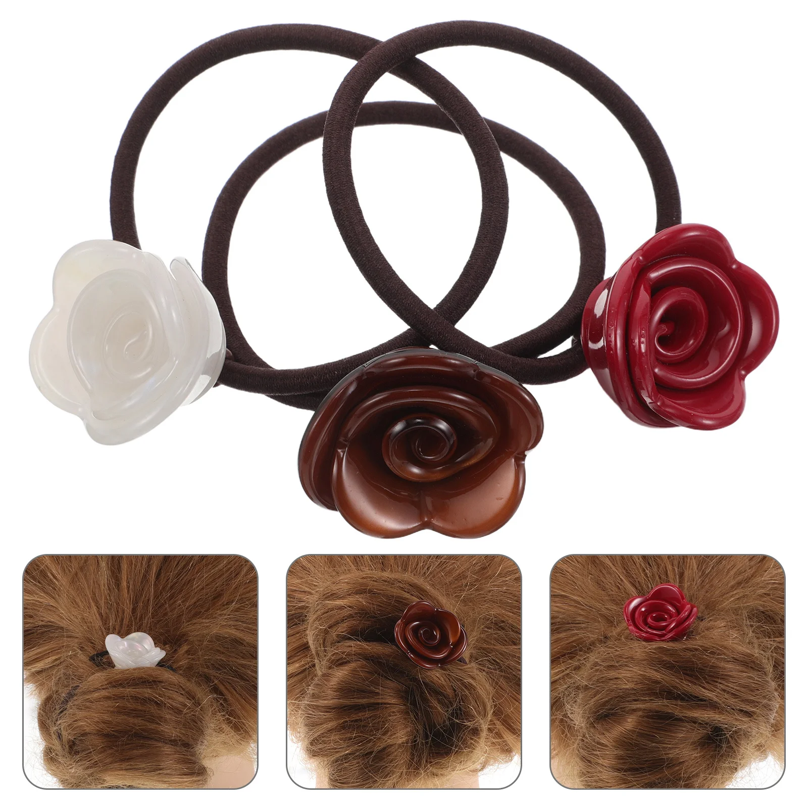 

3 шт., резинки для волос с цветком, очаровательные эластичные ленты для волос без повреждений, держатели для хвоста для женщин, декоративные держатели для хвоста