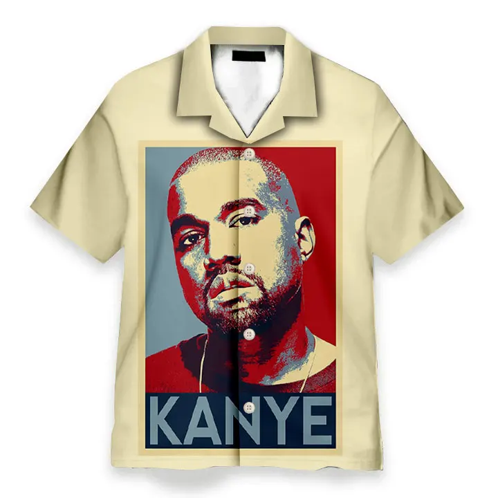 

Kanye West 3D Printed Fashion Casual Shirts Men's /Women's Short Sleeves Loose Breathable Tailored Collar Hawaii Shirts