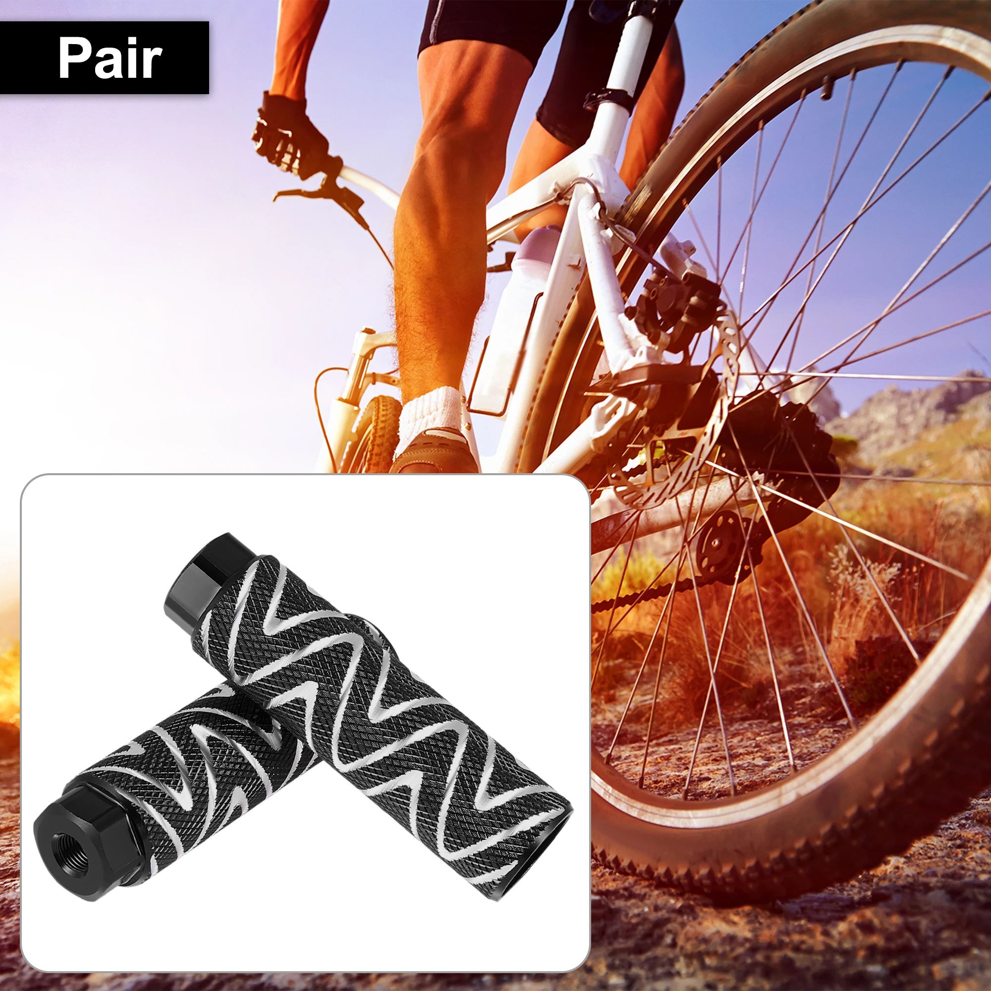 

UXCELL 1 Pair Axle Rear Foot Pegs Footpegs Universal Aluminum Alloy for BMX MTB Bike Bicycle 3/8" Axles Black