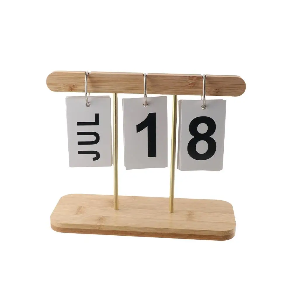 Japanese Style Wooden Page-turning Calendar Reusable Anti-folding Wooden Calendar Ornaments Durable Non-slip Desk Calendar