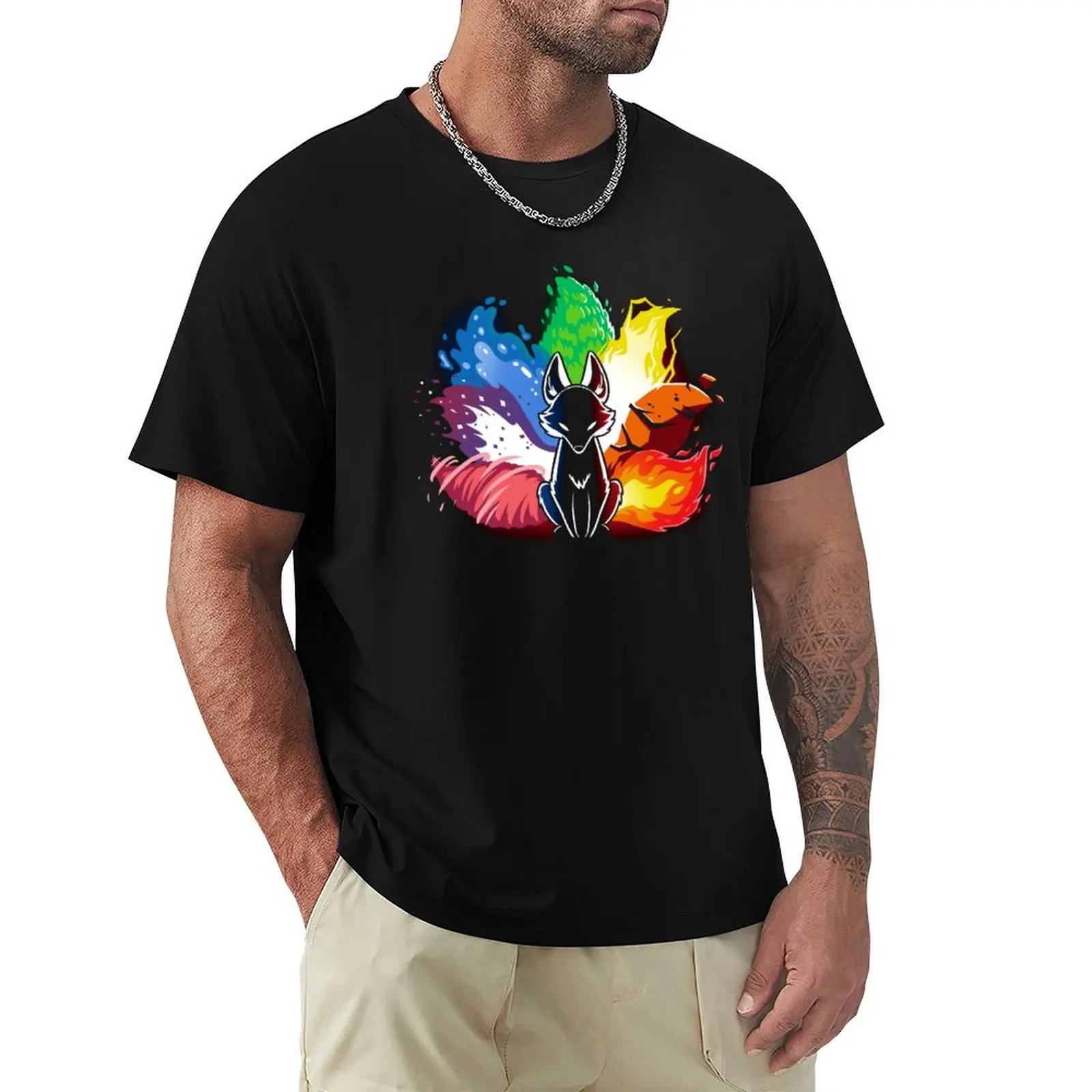 

Elemental Kitsune T-Shirt shirts graphic tees man clothes kawaii clothes graphic tee shirt t shirts for men cotton
