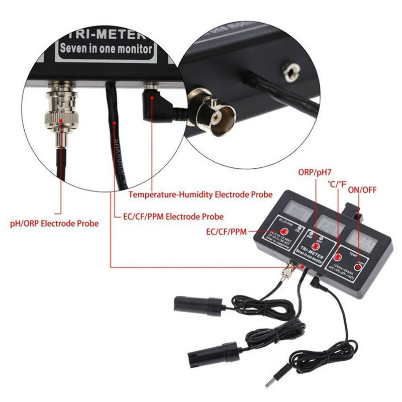 Monitor multifunción ORP TDS EC, prueba de temperatura CF, tanque de Acuario, minería, investigación médica, Ph, calidad del agua, 7 en 1 metros