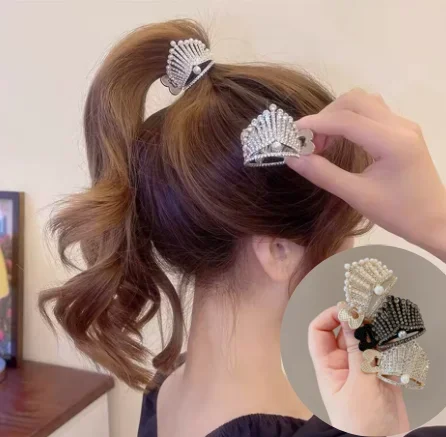 Luxury Rhinestone Pearl Crown Claw Clip Fixed Styling Wash Face  Makeup Shark Hairpin Women Girls High Ponytail Hair Accessories