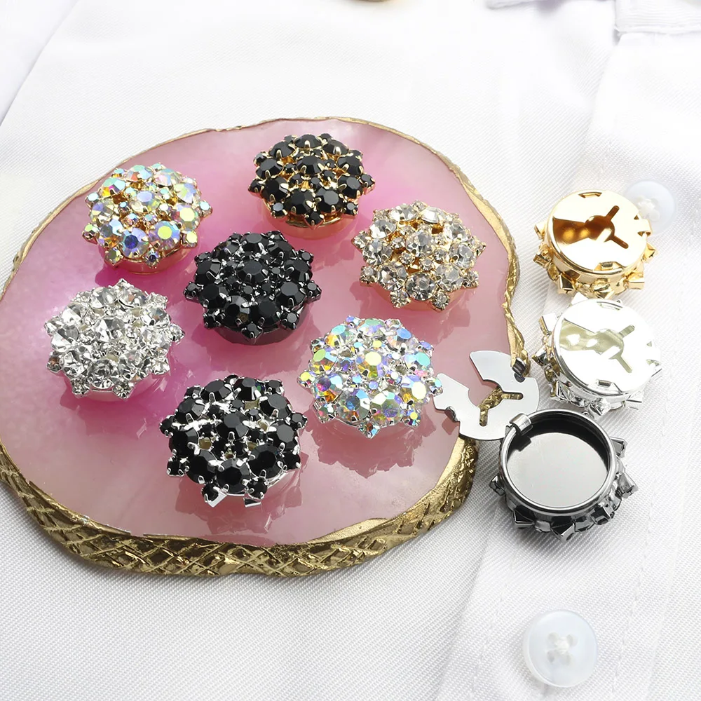 Fashion Bestseller 2 pieces of 22MM Circular Rhinestone Cufflinks, Women\'s Shirts, Dresses, Sweaters, DIY Handmade Wholesale