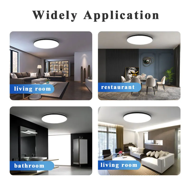 220V LED Ceiling Lights 3 Colors Change Bedroom Lamp Panel LED Indoor Lighting for Home Bathroom Dustproof LED Ceiling Lamp