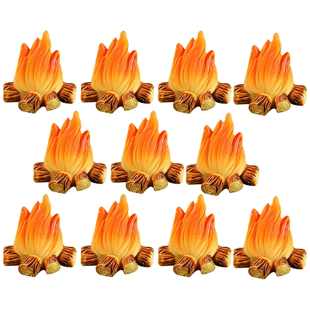 

12 Pcs Fire Decoration Ornaments Mini Campfire Miniature Model Bonfire Landscaping Fake